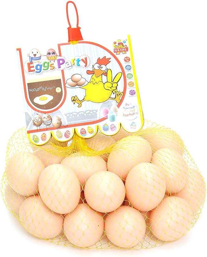 PowerTRC 60 Pcs Plastic Fake Eggs Toys, DIY Easter Eggs, Real-Life Size Faux Pretend Play Food Decorations, Realistic Chicken Eggs