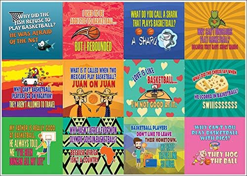 Creanoso Playing Basketball Funny Sports Jokes Stickers (10-Sheet) – Total 120 pcs (10 X 12pcs) Individual Small Size 2.1 x 2. Inches, Cool Themes Designs, Decor Art for Boys & Girls, Children, Teens