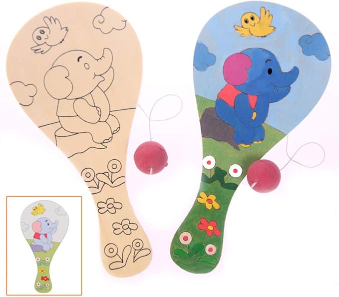 TOYANDONA 5pcs Paddle Ball Toy Paddle Ball Assortment Wooden Paddle Ball DIY Wooden Toy Paddle Ball Game Wooden Racket Toy Kid Toys Wooden Toy Racket Bamboo Shoot The Ball Manual Child