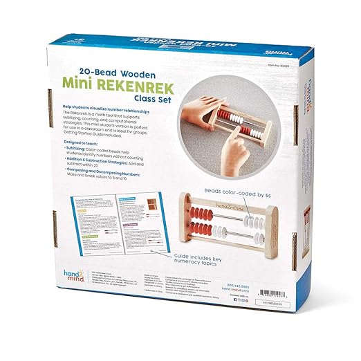 hand2mind Mini 20 Bead Wooden Rekenrek Class Set, Abacus for Kids Math, Math Manipulatives Kindergarten, Counting Rack for Kids, Counters for Kids Math, Kids Educational Toys (Set of 25)