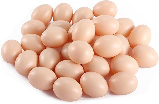 PowerTRC 60 Pcs Plastic Fake Eggs Toys, DIY Easter Eggs, Real-Life Size Faux Pretend Play Food Decorations, Realistic Chicken Eggs