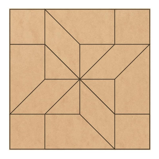 Unfinished Barn Quilt Square Wooden Sign, Country Decor Canvas Quilts Blocks (12 inches, Friendship Star)