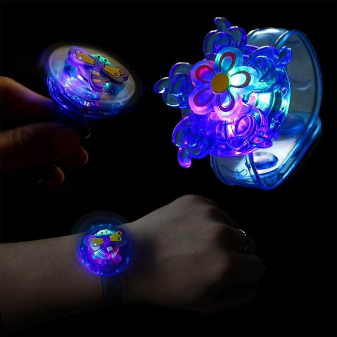 PROLOSO Light Up Bracelet LED Party Favors with Gyroscope Cheap Stocking Stuffers Toys for Kids Prizes Glow in The Dark Party Supplies Bulk (20 pcs)