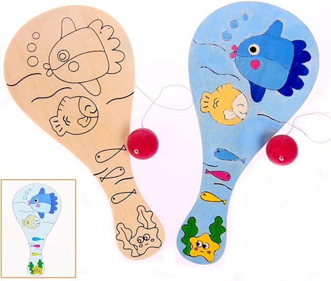 TOYANDONA 5pcs Paddle Ball Toy Paddle Ball Assortment Wooden Paddle Ball DIY Wooden Toy Paddle Ball Game Wooden Racket Toy Kid Toys Wooden Toy Racket Bamboo Shoot The Ball Manual Child