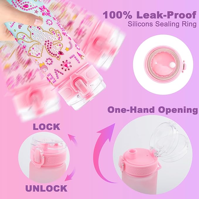 Decorate Your Own Water Bottle Kits Gifts for Girls Ages 4-6-8, DIY Mermaid Unicorn Water Bottle, Fun Kids Arts & Crafts Sticker Toys - 4 5 6 7 8 Year Old Girls Birthday Valentines Day Gifts, 2-Pack