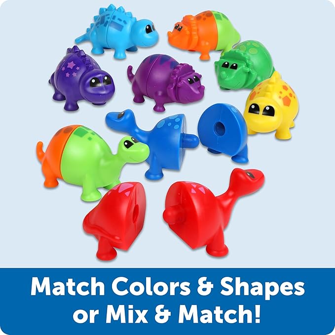 Learning Resources Snap-n-Learn Matching Dinos - 18 Pieces, Ages 18+ Months Toddler Fine Motor Toys, Counting & Sorting Toy, Shape Sorting, Dinosaurs Toys, Sensory Bin Toys