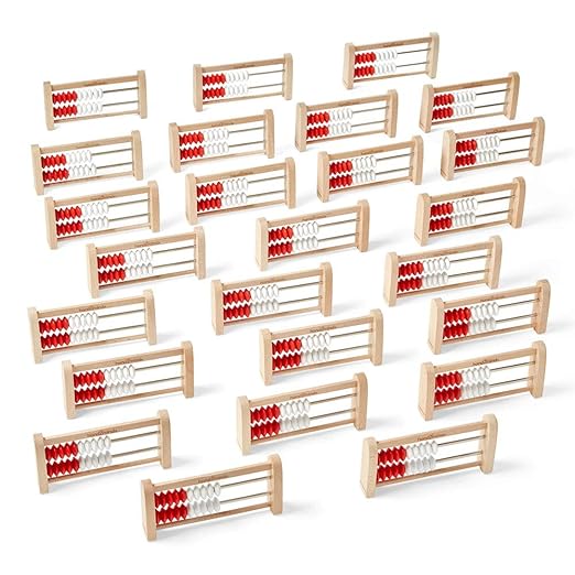 hand2mind Mini 20 Bead Wooden Rekenrek Class Set, Abacus for Kids Math, Math Manipulatives Kindergarten, Counting Rack for Kids, Counters for Kids Math, Kids Educational Toys (Set of 25)