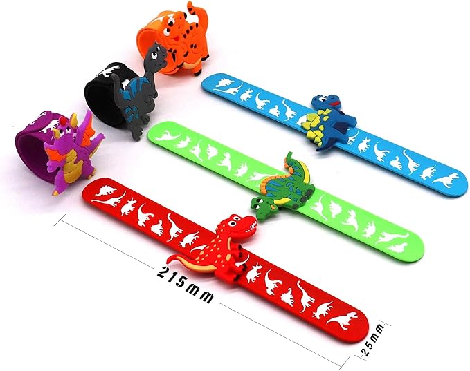 Dinosaur Slap Bracelets for Kids Party Favors-Dinosaur Theme Goodie Bag Stuffers(6pack) for Boys&Girls Dinosaur Theme Party Supplies Carnival Prizes Suit Classroom Exchanging Gifts