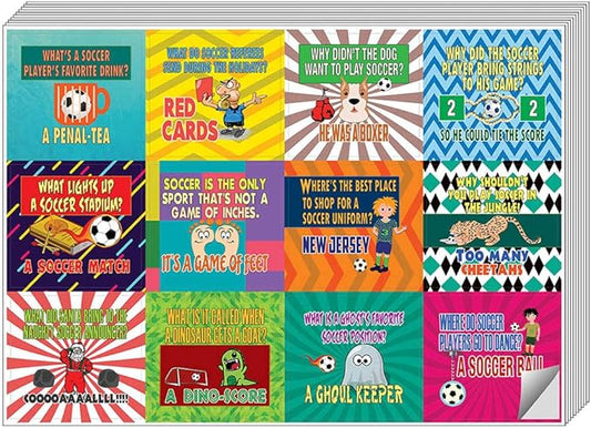 Creanoso Playing Soccer Funny Sports Jokes Stickers (10-Sheet) – Individual Small Size 2.1 x 2. Inches, Waterproof, DIY Decor Art Decal for Boys & Girls, Children, Teens
