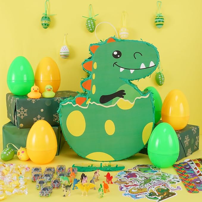 PATIO CHOICE 133 PCS Dinosaur Piñata Set for Birthday Party Include Dinosaur Piñata Stick and Blindfold Dinosaur Party Favors for Boys and Girls, as Party Carnivals Festivals Decorations