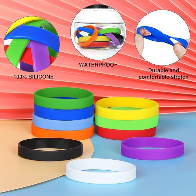 30 PCS Silicone Bracelets Wristbands for kid, Sports Rubber Elastic Wristband Bracelet for Party Decorations Favors Set Pack Orange