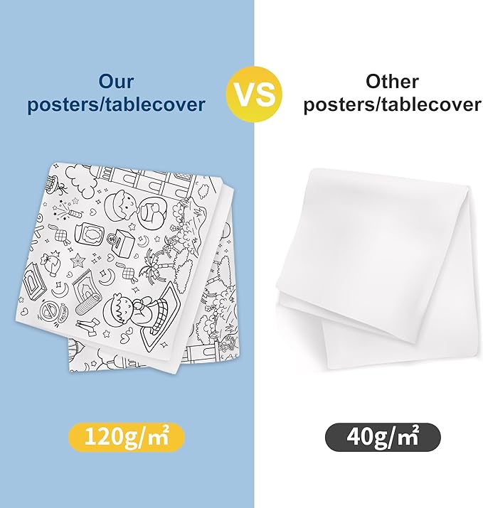 OHOME Ramadan Giant Coloring Poster/Tablecloth-Ramadan Decorations - Jumbo Coloring Banner Kids Crafts Activities Decor Party Decorations