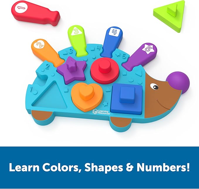 Learning Resources Spike the Fine Motor Hedgehog Puzzle Playmate - 11 Pieces,Ages 18+ months Fine Motor Game, Color and Shape Recognition Toddler Montessori Toys
