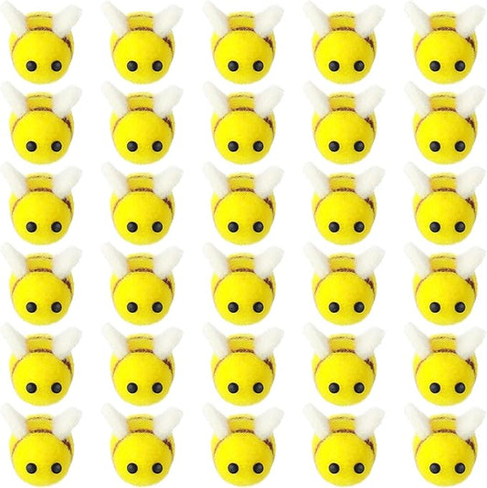 Skylety Wool Felt Bees Mini Crafts Cute Plush Toy Crafts Honey Bee for Crafts DIY Baby Shower Gender Reveal Gift Bee Themed Party Favors Jewelry Accessory Tiered Tray Decoration (30 Pieces)