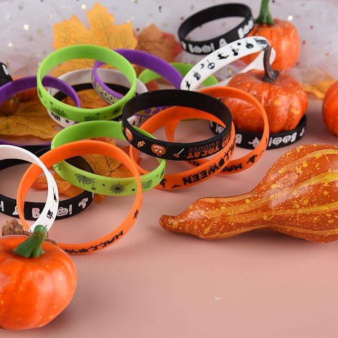 NEBURORA 72 Pcs Halloween Rubber Bracelets Silicone Wristbands Halloween Party Favors Trick or Treat Gifts Goodie Bag Stuffers