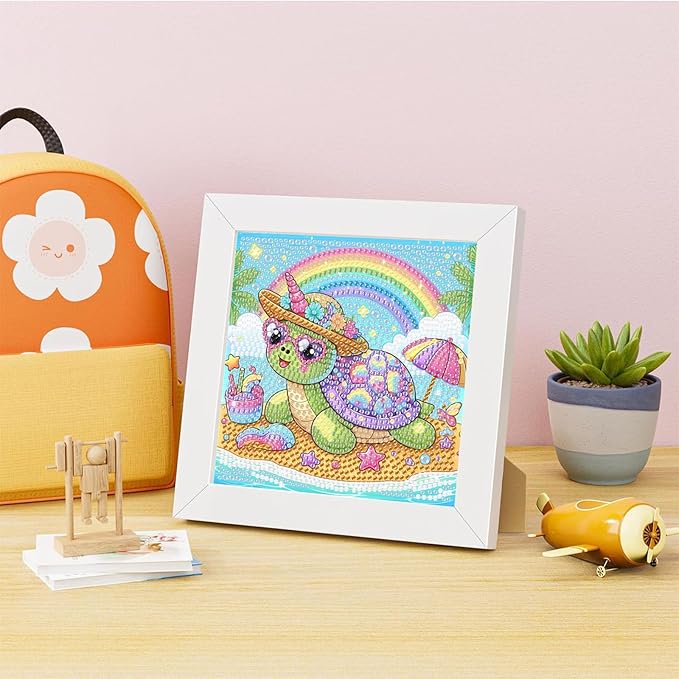 Sea Turtle Diamond Art Painting Kits with Frame- Animals Diamond Painting Kits with Frame, Cute Gem Art Kits for Wall Decoration 7X7 Inch
