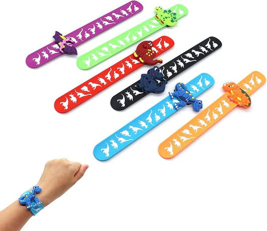 Dinosaur Slap Bracelets for Kids Party Favors-Dinosaur Theme Goodie Bag Stuffers(6pack) for Boys&Girls Dinosaur Theme Party Supplies Carnival Prizes Suit Classroom Exchanging Gifts