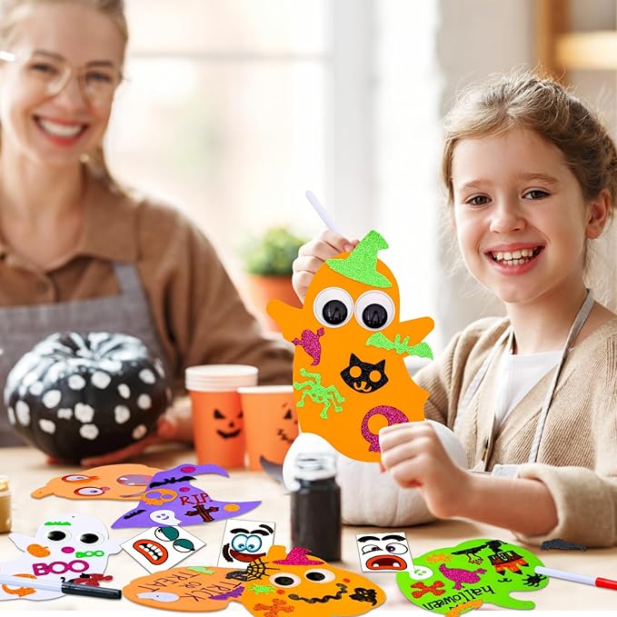 Garma 330PCS Halloween Foam Stickers Set, Pumpkin Ghost Spider Bat Halloween Crafts for Kids DIY Craft Kit Halloween Decorations Party Favors Supplies