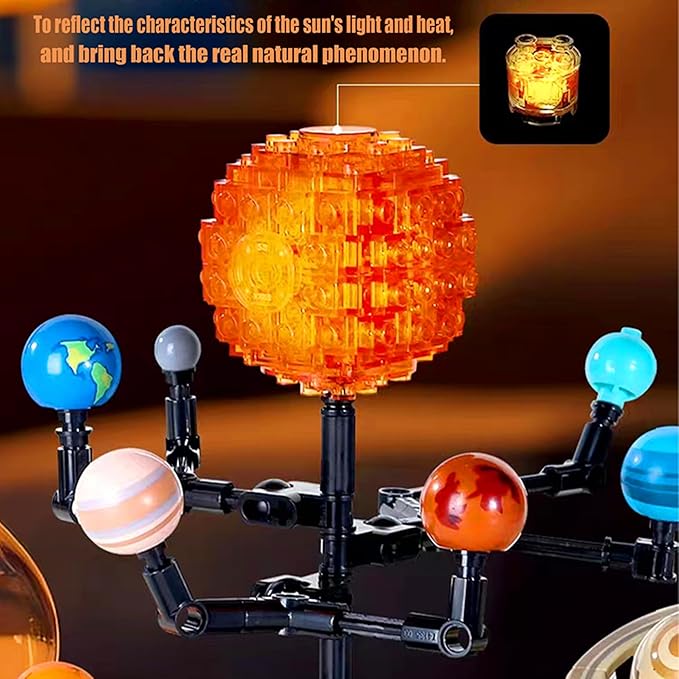 Solar System Building Toys, Rotatable Educational Toys for Science Experiments，Lighted Ornaments for The Night，Birthday Gift for Ages 8 up，Gifts for Christmas （775 Pieces）