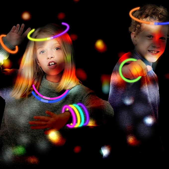 Glow Sticks Party Pack 8"-50,Light up Bracelets & Necklaces Accessories for Kids, Valentines Day Neon Glow in the Dark Party Favor Supplies Decorations for Birthday, Camping, Wedding, Dance Activities