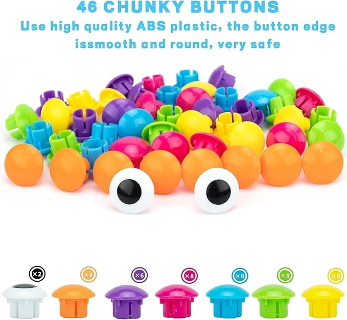 Button Art Toys for Toddlers, Crafts for Toddler Toys Age 3-5, Early Learning Educational Toys, Color Matching Puzzle, Fine Motor Skills Game, Preschool Learning Toys for Boys & Girls 3+