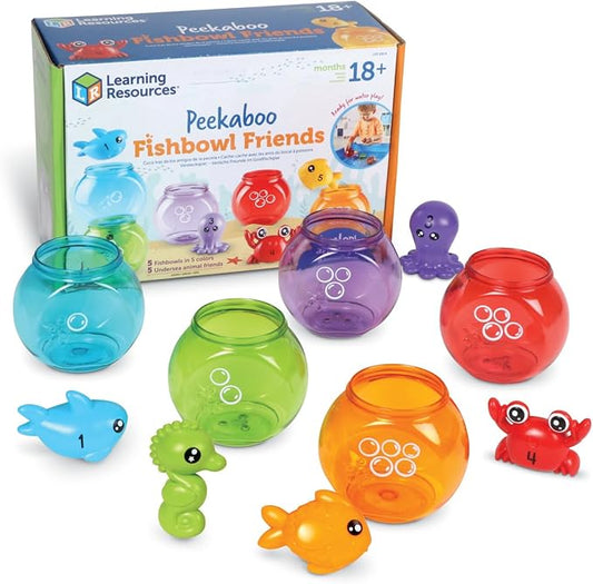 Learning Resources Peekaboo Fishbowl Friends, 10 Pieces, Ages 18 Months+, Learning Toys, Baby Toys, Educational Toys,Fish Toys,Animal Toys,Bath Toys