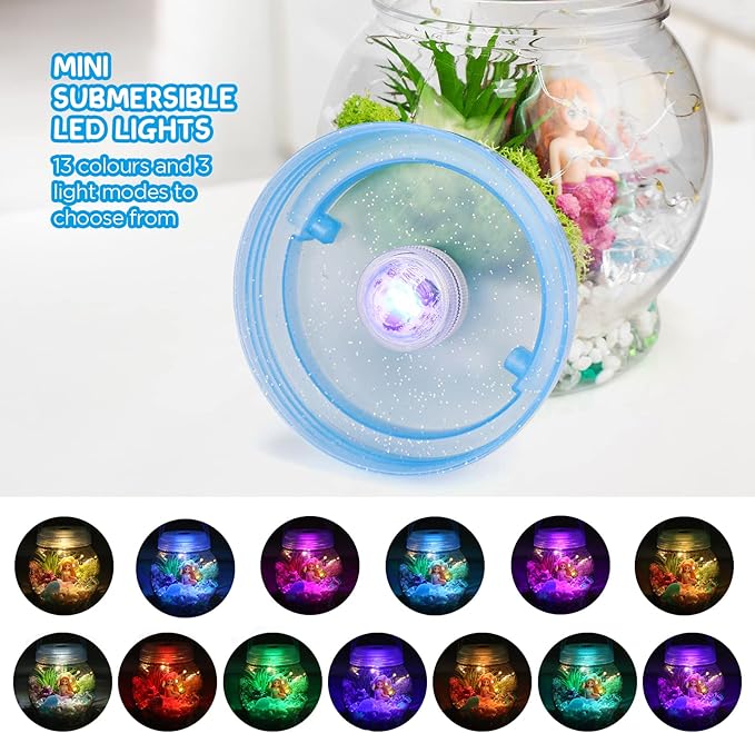 DIY Light-Up Mermaid Terrarium Kit for Kids, 3 Light Modes Mermaid Toys & Activities Kits Presents, Arts & Crafts Mermaid Gifts for Girls Age 4 5 6 7 8-12 Years Old, Birthday Gift, Bedroom Decor