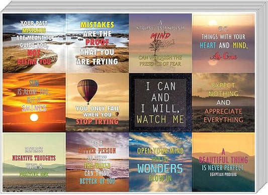 Creanoso Inspiring Mind and Thoughts Stickers (10-Sheet) Total 120 pcs (10 X 12pcs) Individual Size 2.1 x 2. in., Waterproof, Unique Themes Designs, Any Flat Surface DIY Decoration Art Decal
