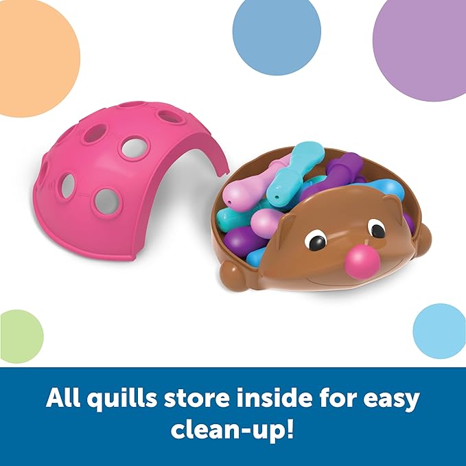 Learning Resources Spike The Fine Motor Hedgehog Pink - 14 Pieces, Ages 18+ months Fine Motor and Sensory Toy, Educational Toys for Toddlers, Montessori Toys
