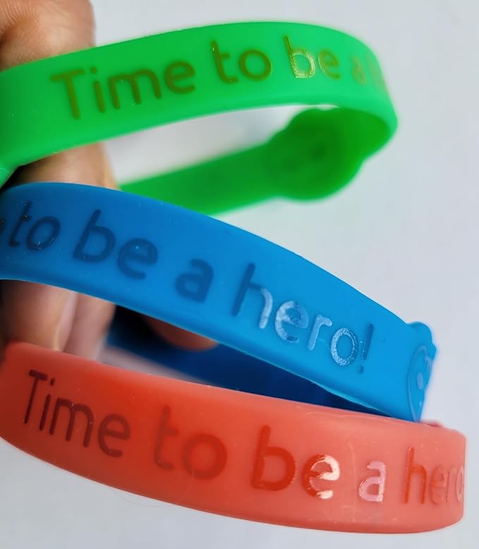 Masks Party Favors Bands Supplies, Red Green Blue Birthday Celebrations Girls Boys Gift Kids Silicone Wristbands Hero PJ Theme Goody Bag Fillers 24 Pack