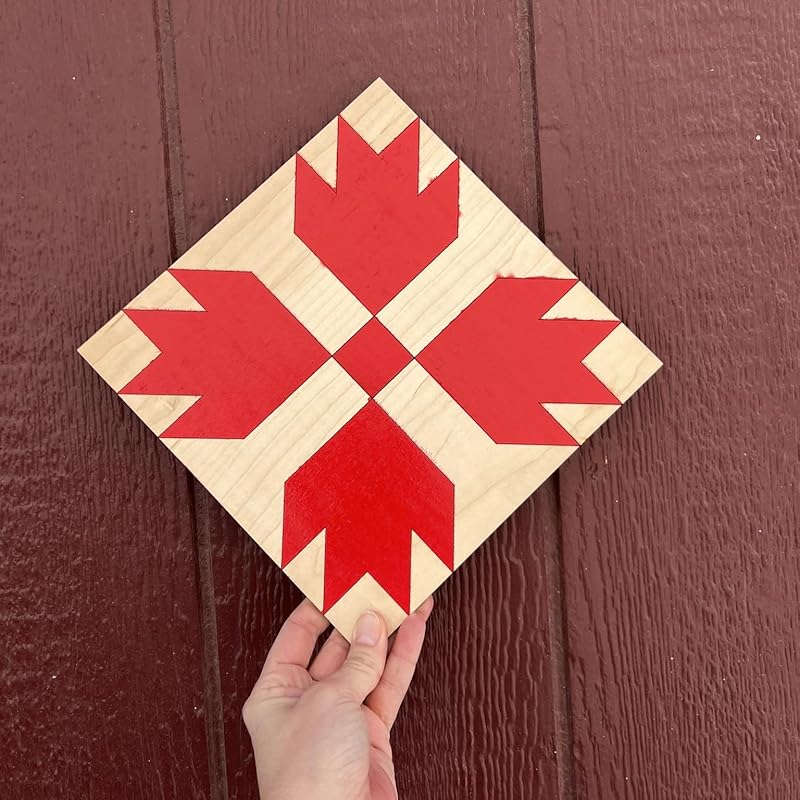 Fall Leaves Unfinished Barn Quilt Square Wooden Sign Paintable DIY Craft Kits for Adults, Country Decor Garden Quilts Blocks to Paint (21 inches, Bear Paw) AVTRBoutique