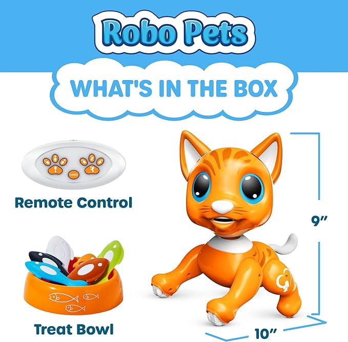 Power Your Fun Robo Pets Cat for Girls and Boys - Remote Control Robot Toy Interactive Hand Motion Gestures, Robot Toys Smart STEM Toy Programmable Treats Walking Dancing Robot Pet for Kids Robot Cat