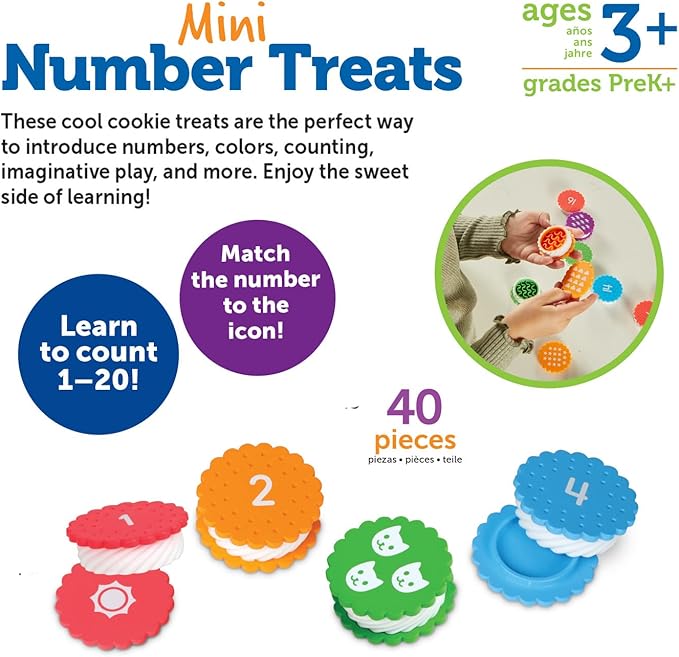 Learning Resources Mini Number Treats, Toddler Learning Toys, Learning & Education Toys, Montessori Toys for Kids, Baby & Toddler Toys, Cookie Toys, 40 Pieces, Ages 3+
