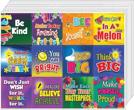 Creanoso Colorful Inspirational and Motivational Quotes Stickers (20-Sheet) - Individual Small Size Unique Personalized Themes Designs, Any Flat Surface DIY Decoration Art Decal for Children