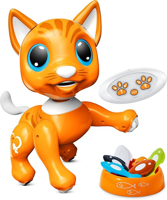 Power Your Fun Robo Pets Cat for Girls and Boys - Remote Control Robot Toy Interactive Hand Motion Gestures, Robot Toys Smart STEM Toy Programmable Treats Walking Dancing Robot Pet for Kids Robot Cat