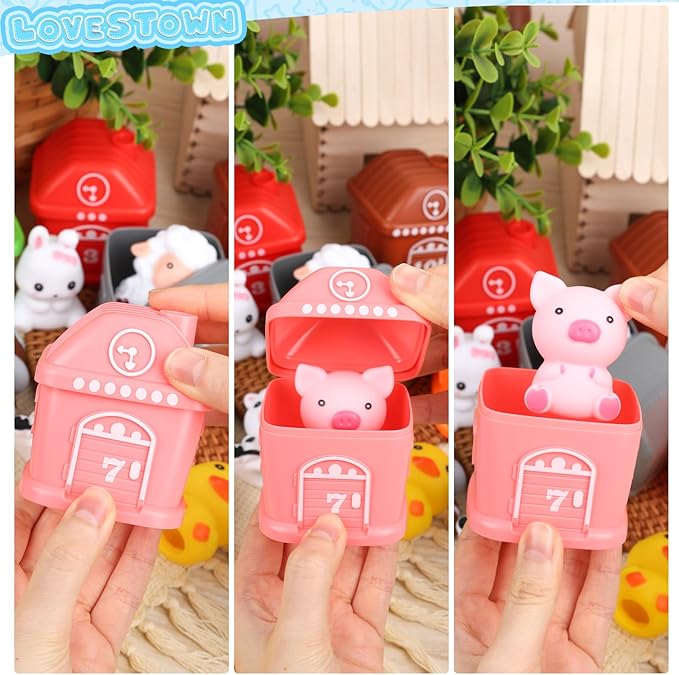 LovesTown 20PCS Learning Barn Toys, Farm Animals Toys Toddler Farm Montessori Counting, Matching and Sorting Fine Motor Games Birthday Gift for Baby Toddlers