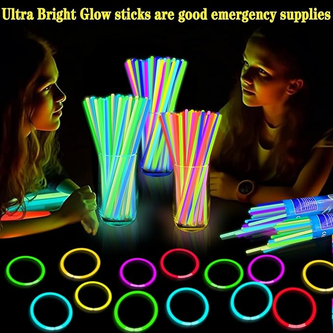 240 Pack Glow Sticks Bulk Party Supplies Glow In The Dark Party Favors Glow Sticks Necklaces Bracelets with Connectors 8" Glowsticks Light Up Toys Neon Birthday Decorations Football Party Supplies