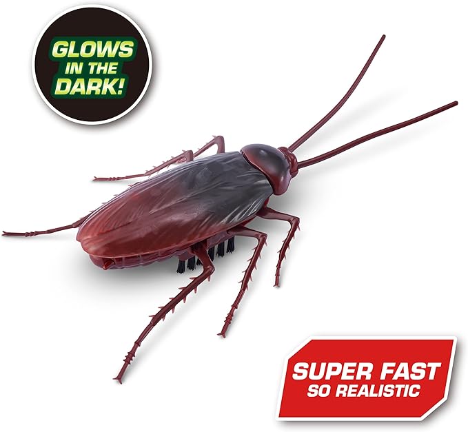 Robo Alive Crawling Cockroach Glow in The Dark (2 Pack) by ZURU Battery-Powered Robotic Interactive Electronic Cockroach Toy That Moves and Crawls, Prankst Toys for Boys, Kids, Teens