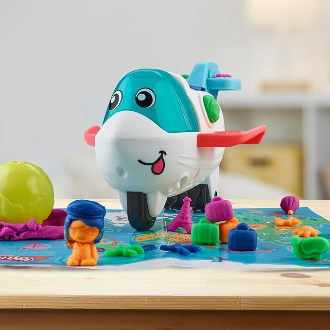 Play-Doh Airplane Explorer Starter Set, Preschool Toys for 3 Year Old Girls & Boys & Up with Jet, World Map Playmat, 3 Accessories, & 4 Modeling Compound Colors