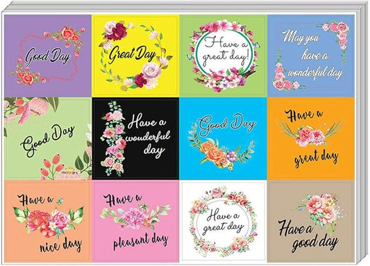 Creanoso Flower Theme Greetings Stickers (10-Sheet) – Total 120 pcs (10 X 12pcs) Individual Small Size 2.1 x 2. Inches, DIY Decoration Art Decal for Boys & Girls, Children, Teens