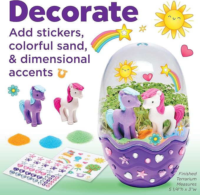 Creativity for Kids Mini Garden: Pony Terrarium Kit - Horse Gifts for Girls, Crafts for Kids and Girl Toys Ages 6-8+, Easter Basket and Birthday Gift Ideas for Girls