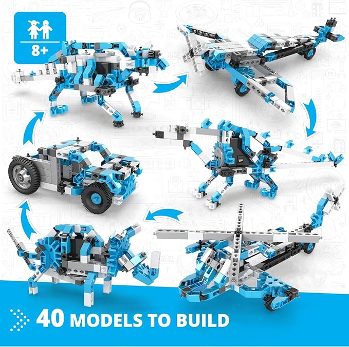 Engino Toys Creative Engineering STEM Maker Master 40-Model Set, Think and Build in 3D Space, Activities and Experiments, Dune Buggies, Drag Racers, Home Learning, for Ages 7+