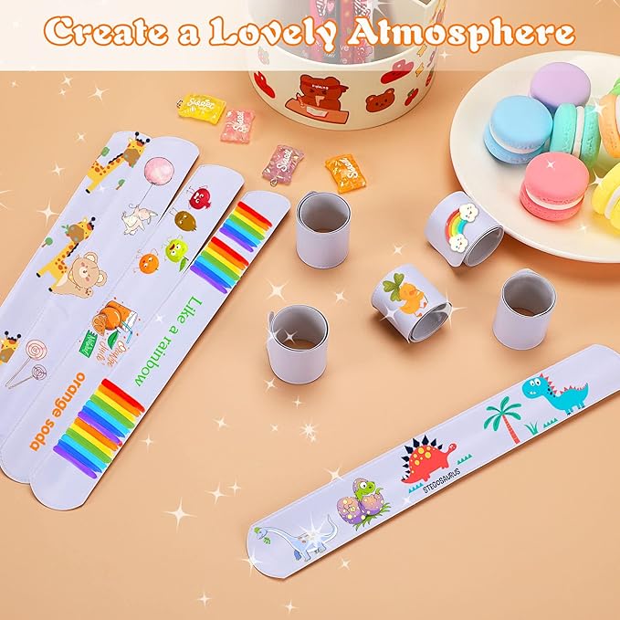 JUNEBRUSHS 56 Pack Slap Bracelets White Blank DIY Slap Bands for Kids Soft Wristband Party Favors Snap Bracelets Bulk for Boys Girls School Craft Projects Birthday Gifts Toys Party Bag Fillers