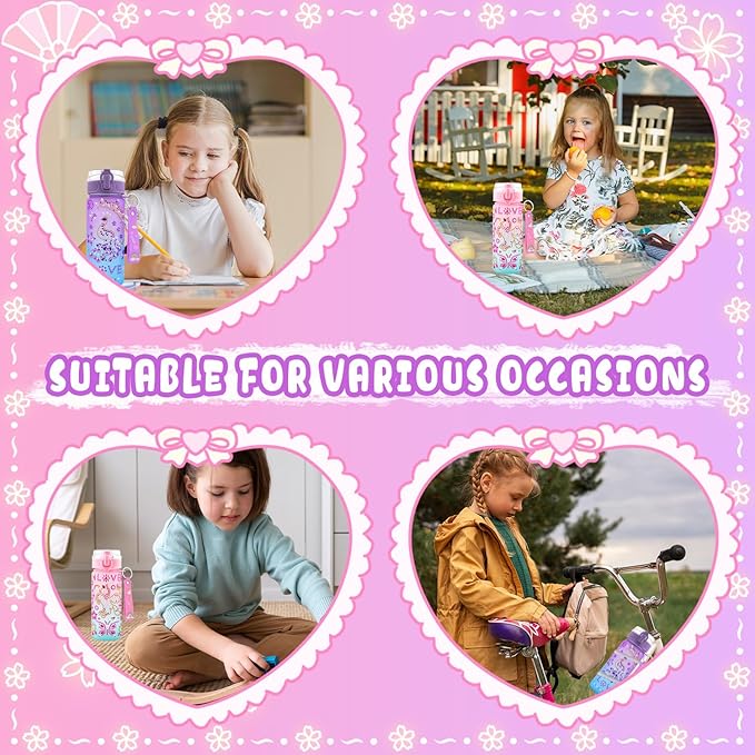 Decorate Your Own Water Bottle Kits Gifts for Girls Ages 4-6-8, DIY Mermaid Unicorn Water Bottle, Fun Kids Arts & Crafts Sticker Toys - 4 5 6 7 8 Year Old Girls Birthday Valentines Day Gifts, 2-Pack