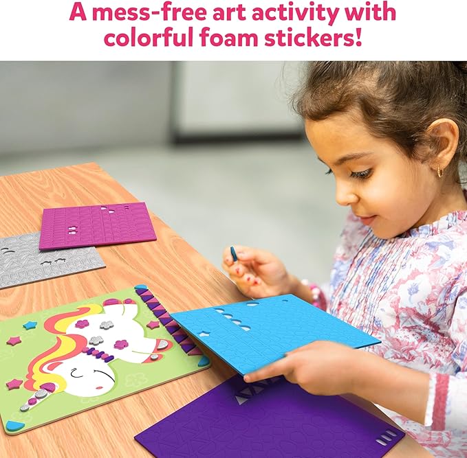 Skillmatics Art Activity - Fun with Foam Unicorns & Princesses, No Mess Felt Sticker Art for Kids, DIY Craft Kits, Valentine's Day Gifts for Boys & Girls Ages 3, 4, 5, 6, 7, Travel Toys