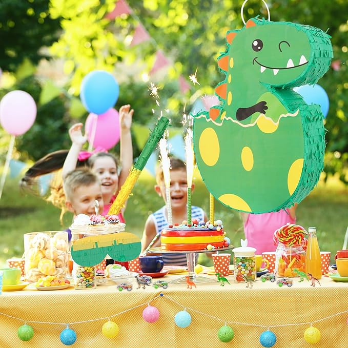 PATIO CHOICE 133 PCS Dinosaur Piñata Set for Birthday Party Include Dinosaur Piñata Stick and Blindfold Dinosaur Party Favors for Boys and Girls, as Party Carnivals Festivals Decorations