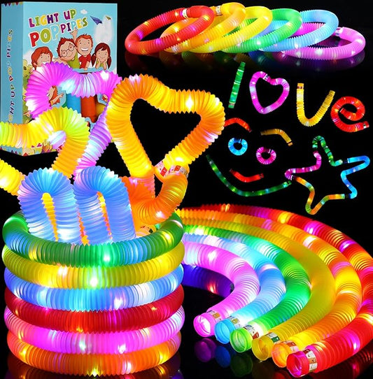 SCIONE 6 PCS Light up Party Favors Supplies for Kids 4-8-12, Bulk Glow Sticks Bracelet Necklace Accessories for Neon Birthday Return Gifts Treats, Valentines Goodie Bag Stuffer Fillers