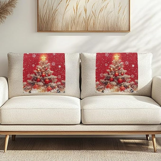 Christmas Decorations Xmas Tree Recliner Headrest Cover for Recliners Breathable Sofa Head Protector for Home Couch Loveseats Decoration 3pcs