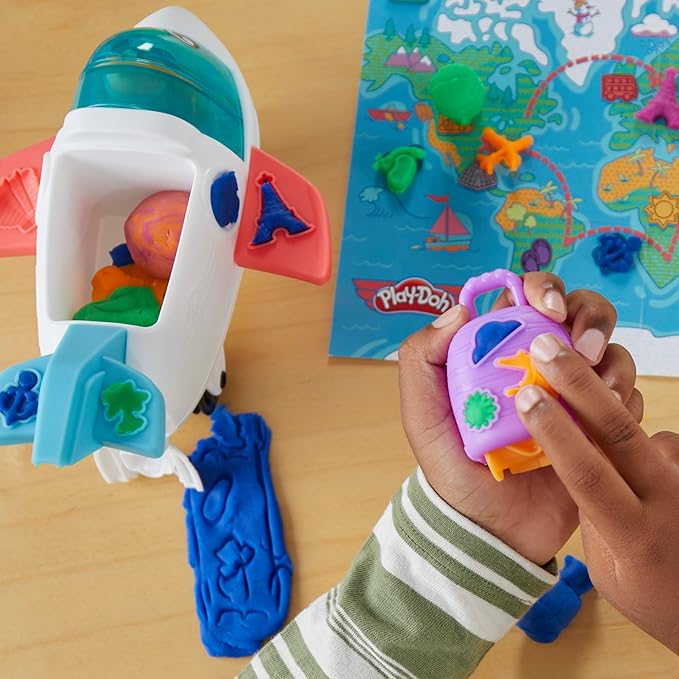 Play-Doh Airplane Explorer Starter Set, Preschool Toys for 3 Year Old Girls & Boys & Up with Jet, World Map Playmat, 3 Accessories, & 4 Modeling Compound Colors