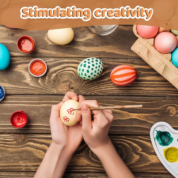 Large Wooden Eggs,3.1x2.3 inches 8 Count Unpainted Wooden Eggs in Carton for Painting, Crafts, and Dyeing, Food Toys for Kitchen Play and Room Decor